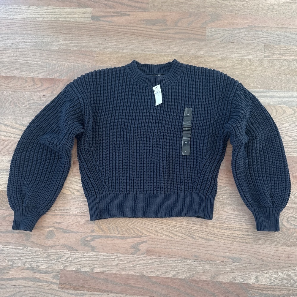Banana Republic Black Chunky Ribbed Crewneck Sweater